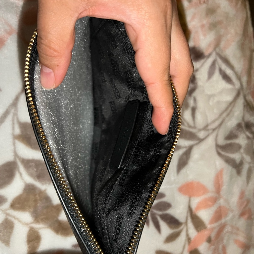 Michael Kors Black Leather Zip Clutch Wristlet - Picture 3 of 4